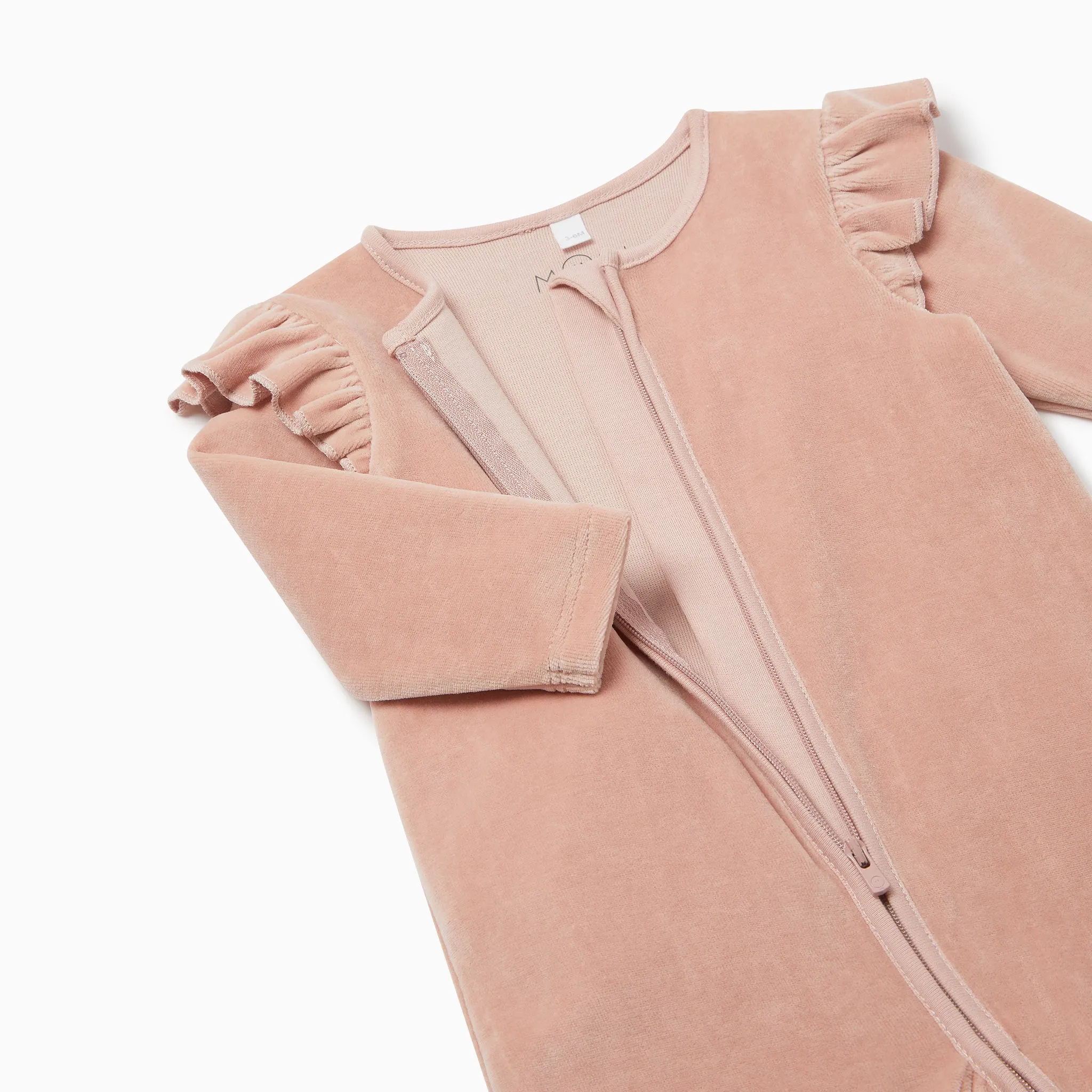 Velour Frill Zip-Up Romper