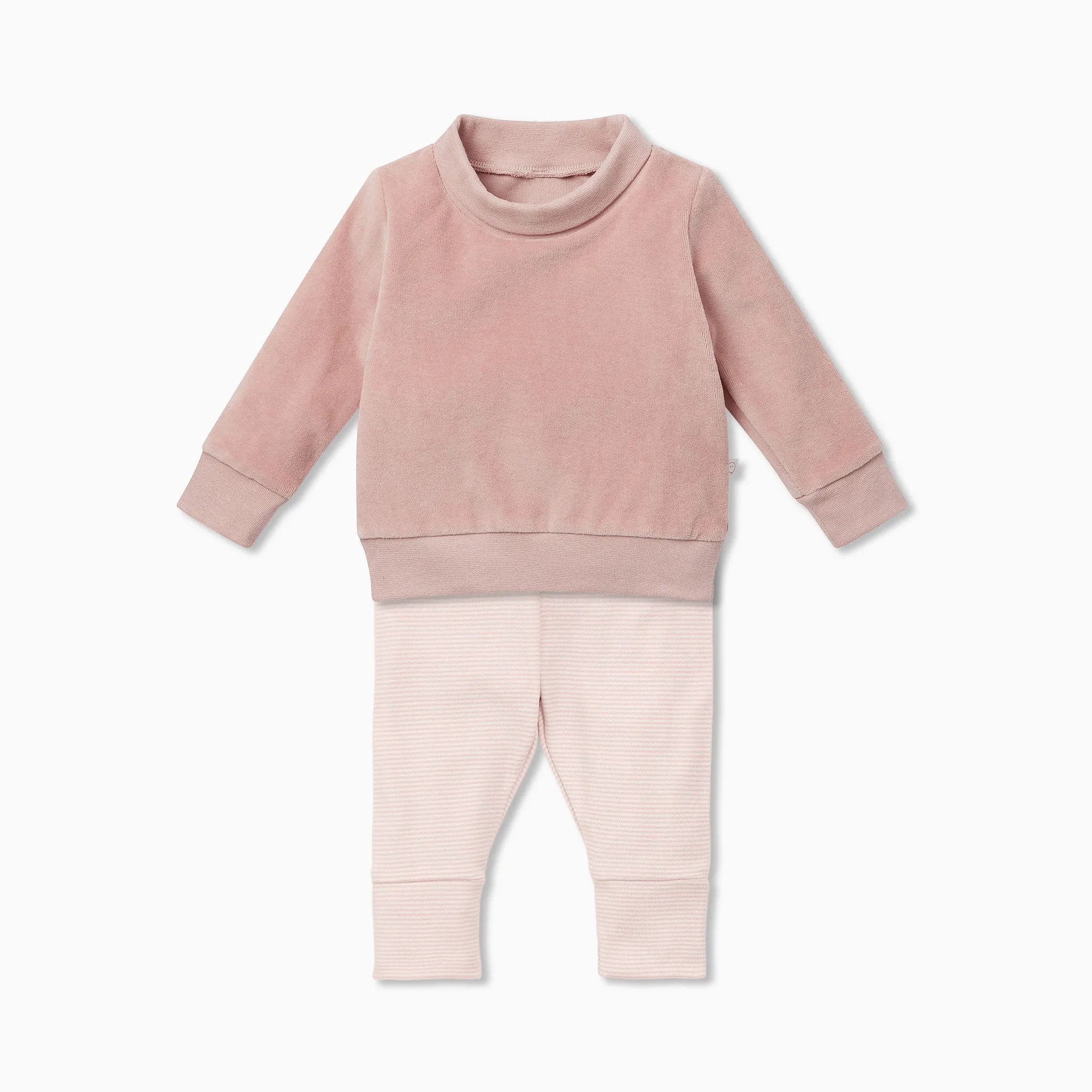 Velour High Neck Sweatshirt & Leggings Outfit