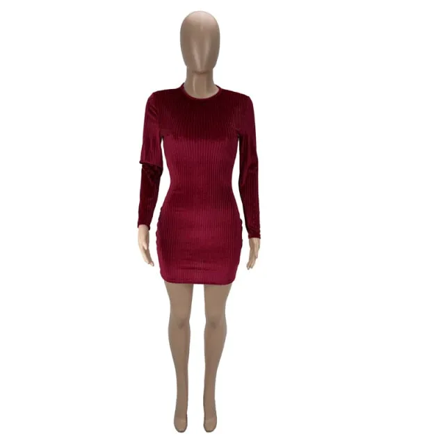 Velvet Tight Striped Mini Dresses
