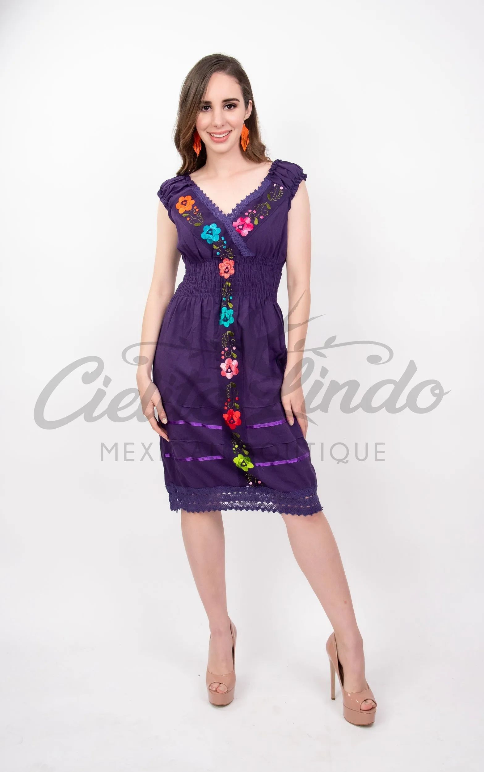 Vely Mexican V-Neck Dress