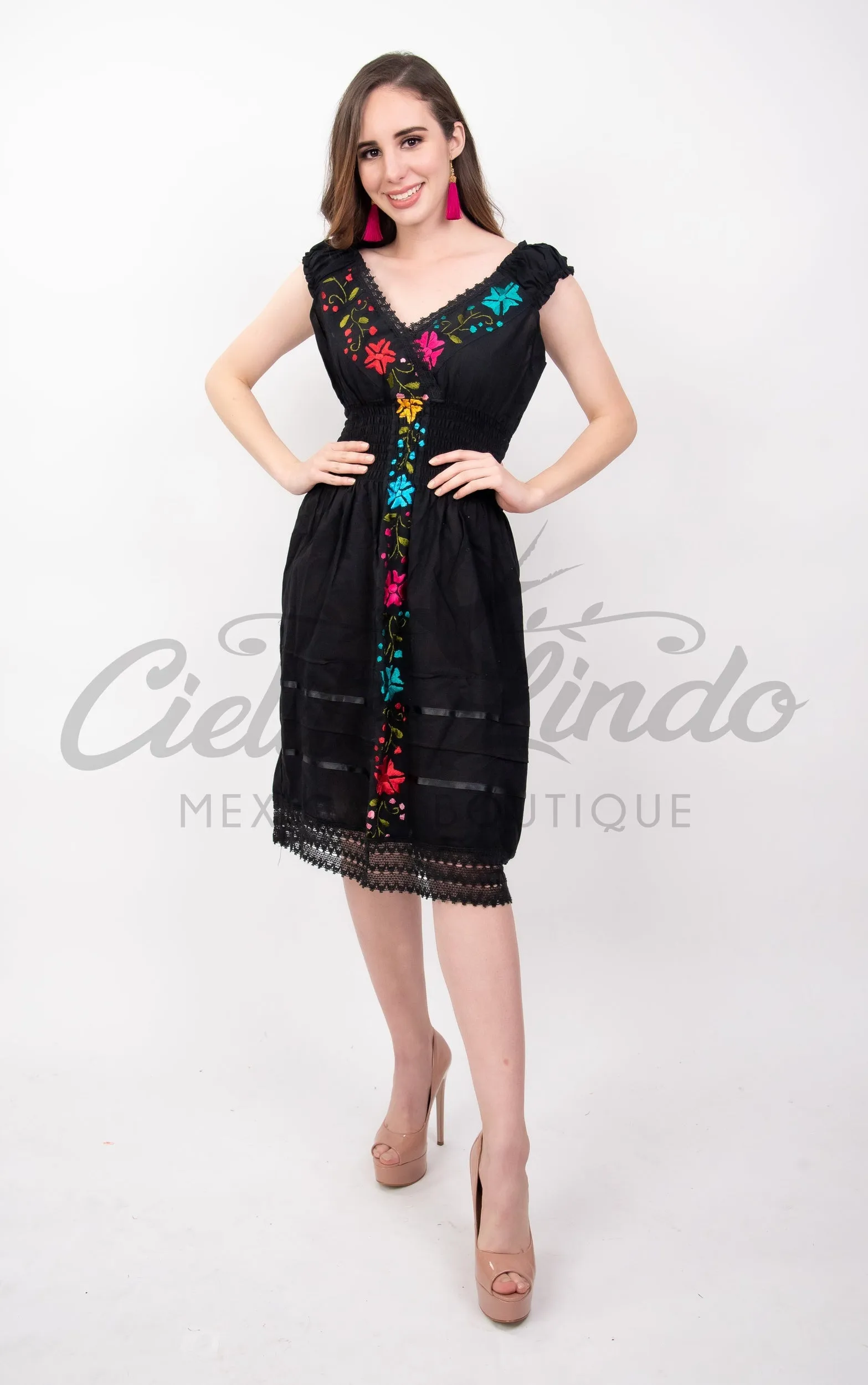 Vely Mexican V-Neck Dress