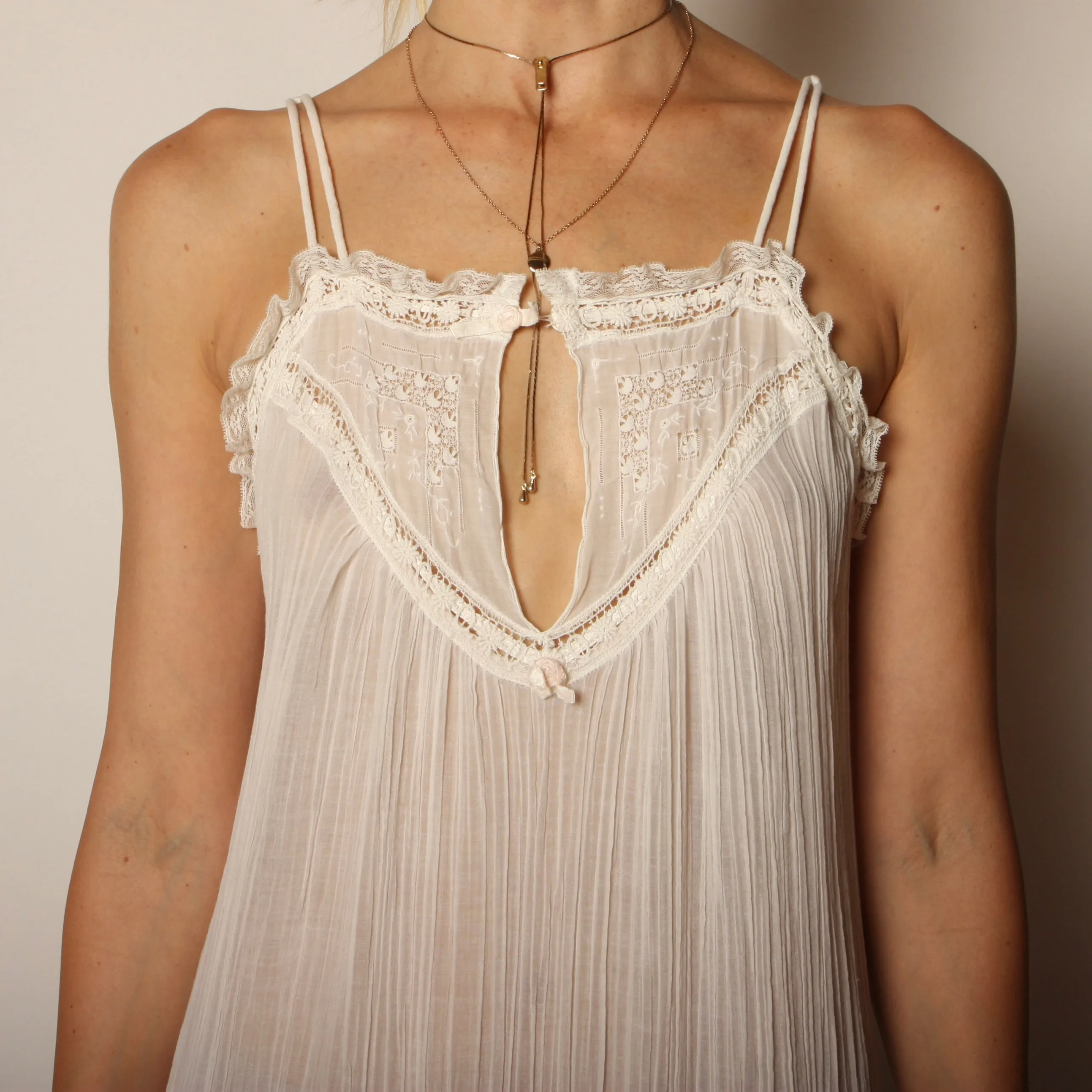 Vintage 70's Christian Dior Victorian Gauze Slip Dress