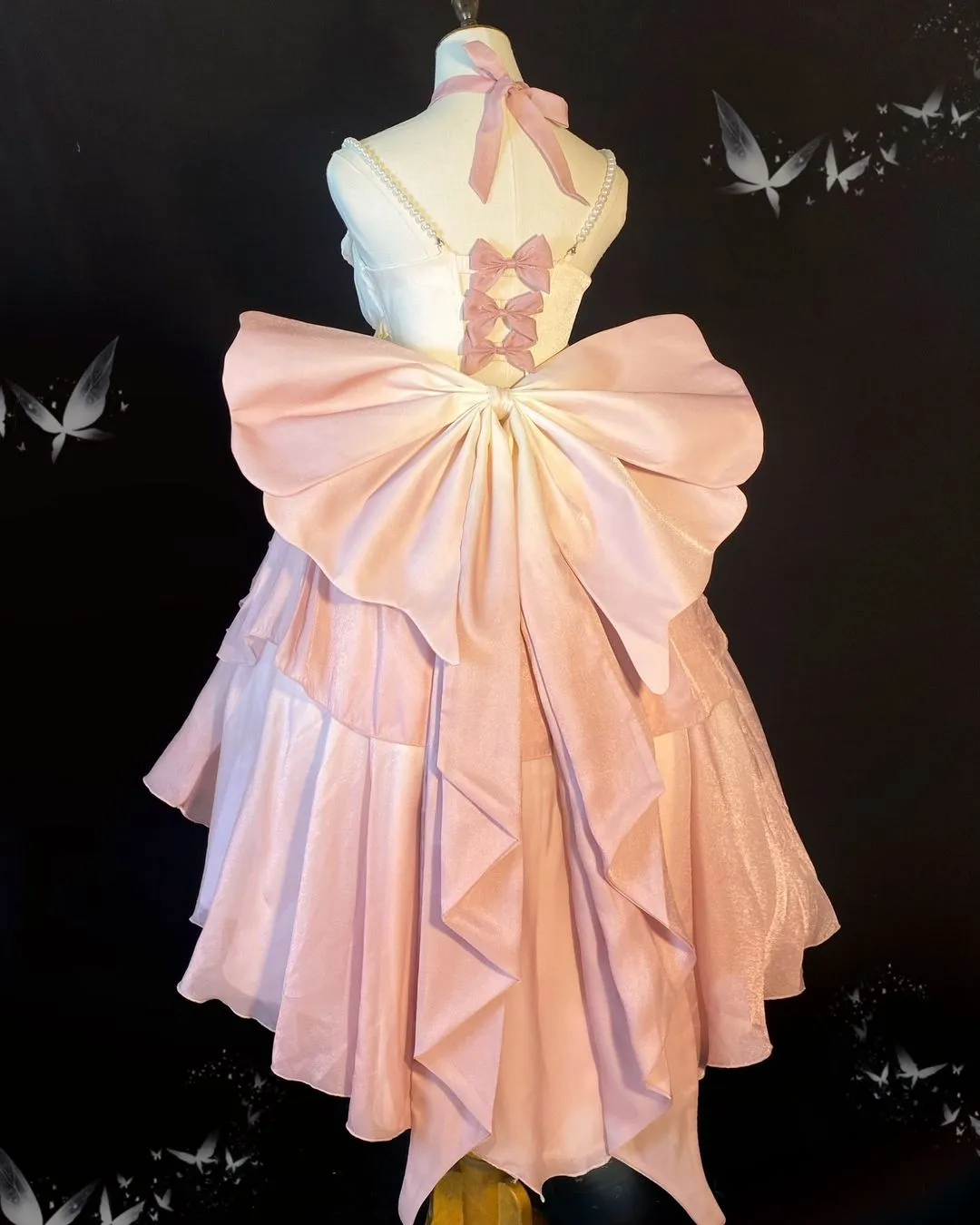 Wenkouban-Christmas Thanksgiving Gift New Year's Eve Dress party look inspos back to school dress  Gradient Bowknot Pearl Rosette Lolita Dress