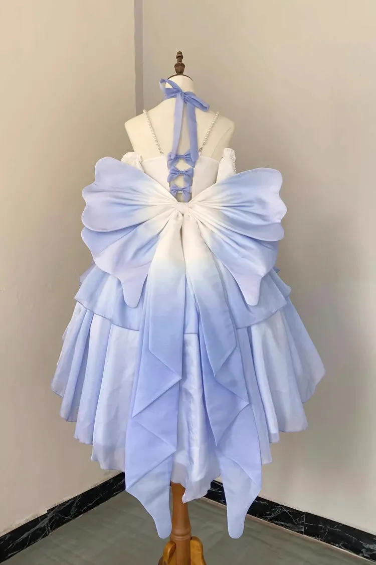 Wenkouban-Christmas Thanksgiving Gift New Year's Eve Dress party look inspos back to school dress  Gradient Bowknot Pearl Rosette Lolita Dress