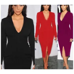 Wholesale Celebrity Bodycon Midi Slit Dress Purple
