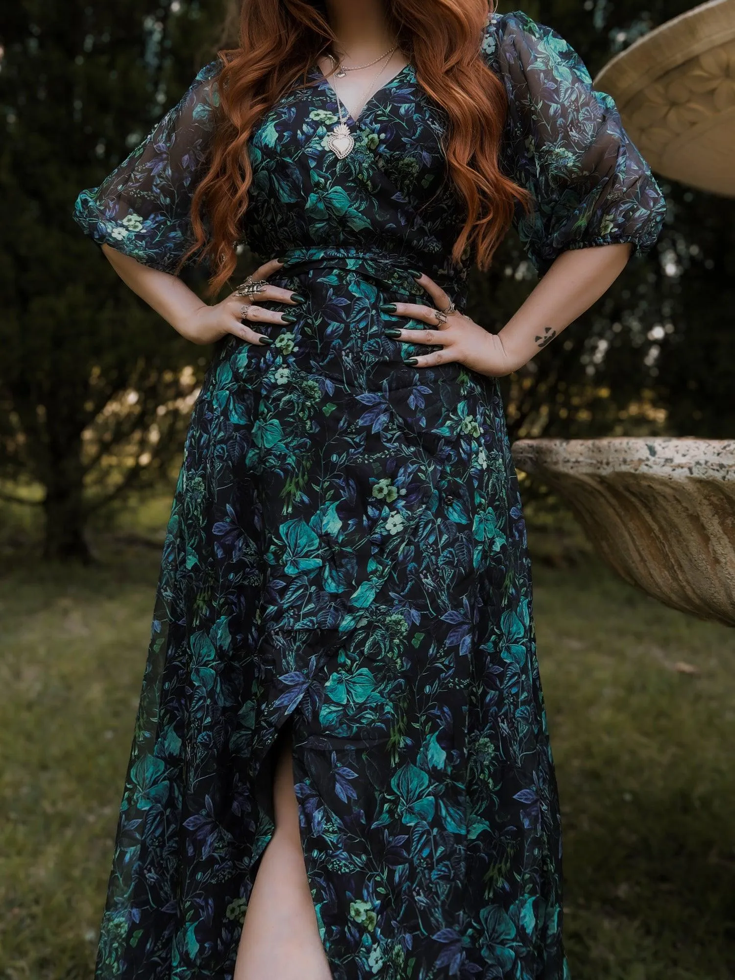 Winona Maxi Dress - Green Botanical
