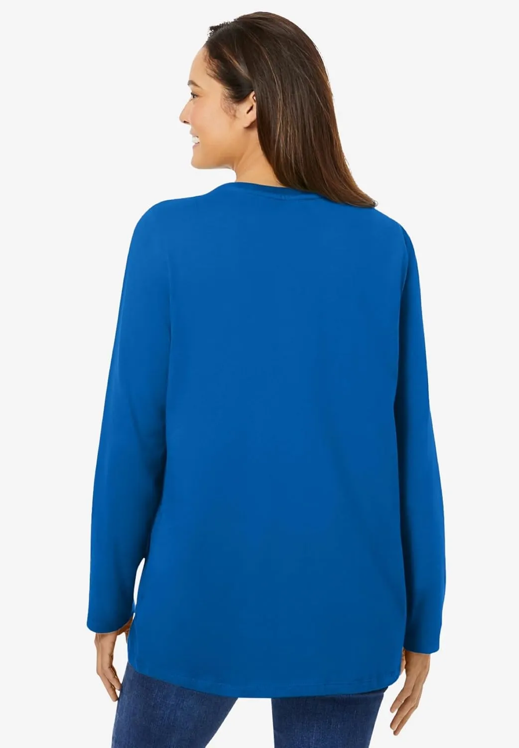 Woman Within Women's Plus Size Perfect Long-Sleeve Crewneck Tee