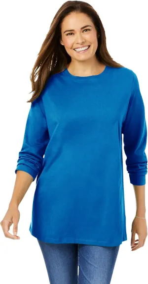 Woman Within Women's Plus Size Perfect Long-Sleeve Crewneck Tee