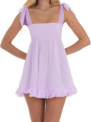 Women Y2K Tie Shoulder Mini Dress Sleeveless Backless Ruffle Flowy Babydoll Dress Summer Party Beach A Line Dresses