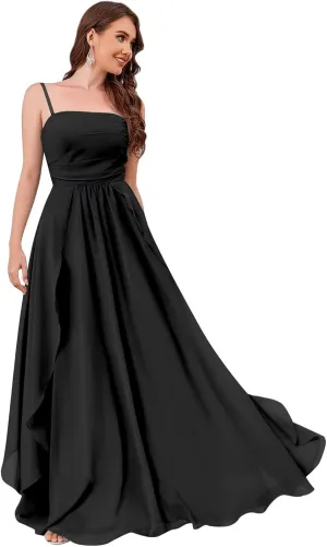 Women's Chiffon Bridesmaid Dresses for Beach Wedding Long Spaghetti Strap Boho Formal Evening Gowns