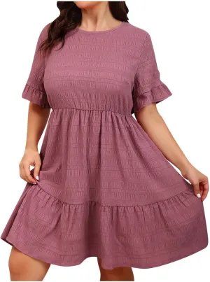 Womens Dresses Short Sleeve Dresses for Women Boat Neck Maxi Long Midi Flowy Fall Summer Dresses 2025