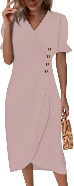 Womens Dresses Summer Womens Summer Dresses Casual Boho Puff Sleeve Midi Dresses for Women Cute