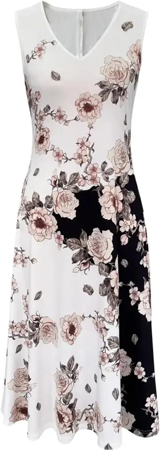 Womens Linen Dress with Jacket 2 Piece Outfit Floral Sleeveless Loose Maxi Summer Dresses Formal Casual Beach Swing Dresses