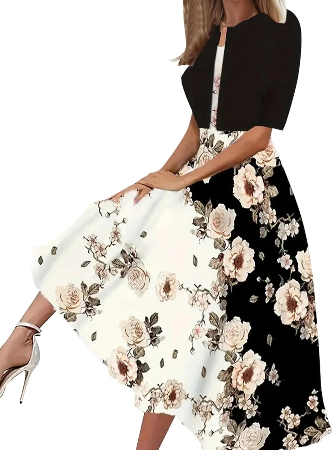 Womens Linen Dress with Jacket 2 Piece Outfit Floral Sleeveless Loose Maxi Summer Dresses Formal Casual Beach Swing Dresses