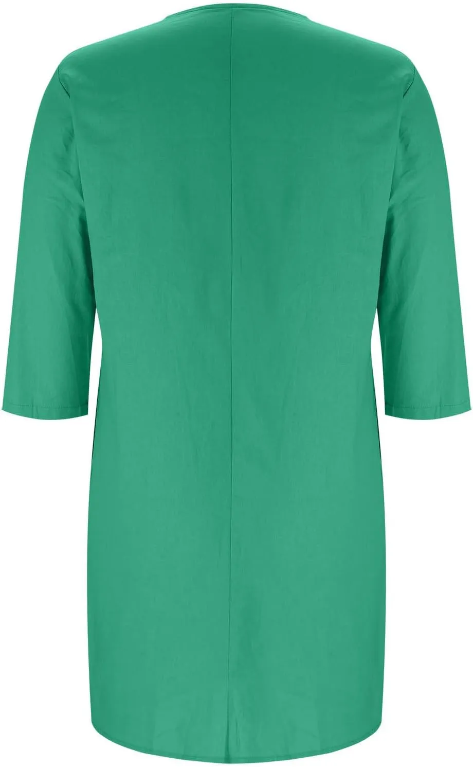 Womens Plus Size Summer Dress Cotton Linen Trendy 3/4 Sleeve Dresses Casual Loose Side Split V Neck Midi Shirt Dress