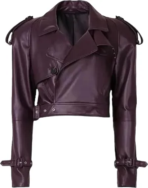Women's Real Leather Black Top Short Outdoor Fashion Biker Motorcycle Jacket Women