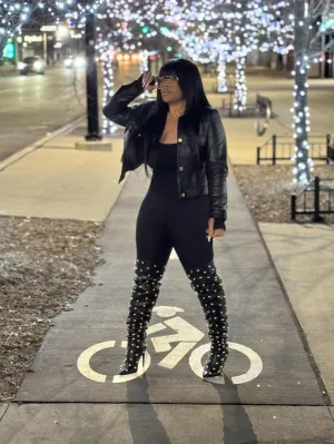 Women's Real Leather Black Top Short Outdoor Fashion Biker Motorcycle Jacket Women