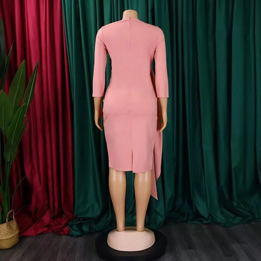 Women's Sexy Midi Dress Casual Crew Neck Short Sleeve Ruched Bodycon Summer Dresses for Party Club Cocktail