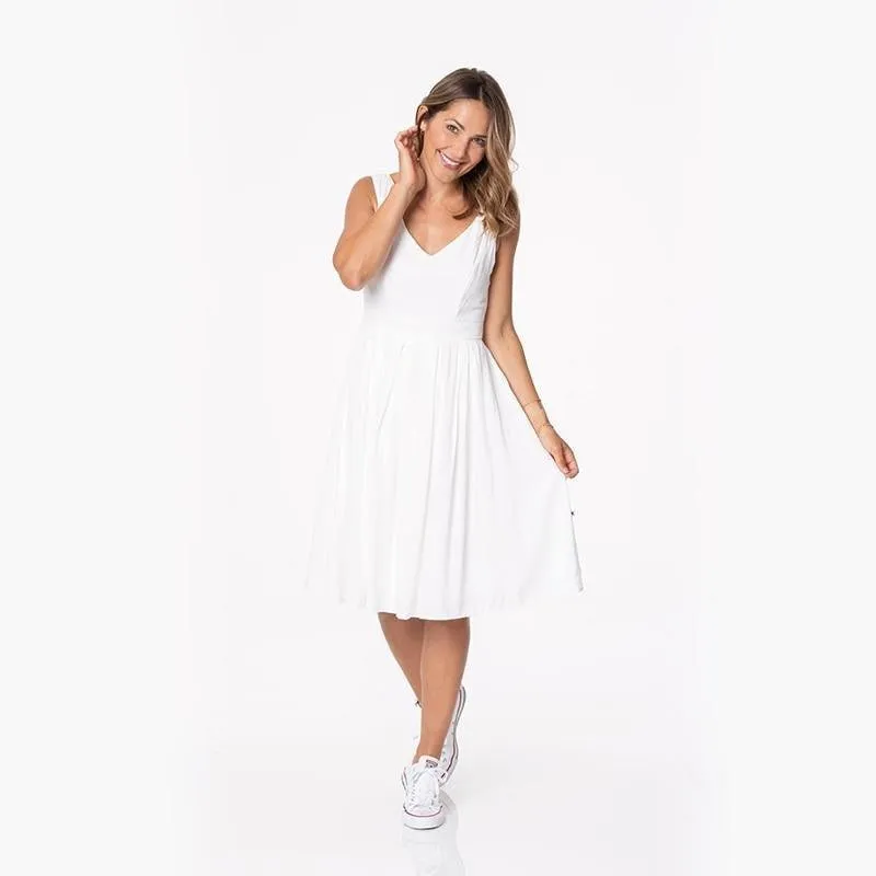 Women's Solid Bamboo Woven Dress, Natural White