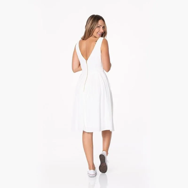 Women's Solid Bamboo Woven Dress, Natural White
