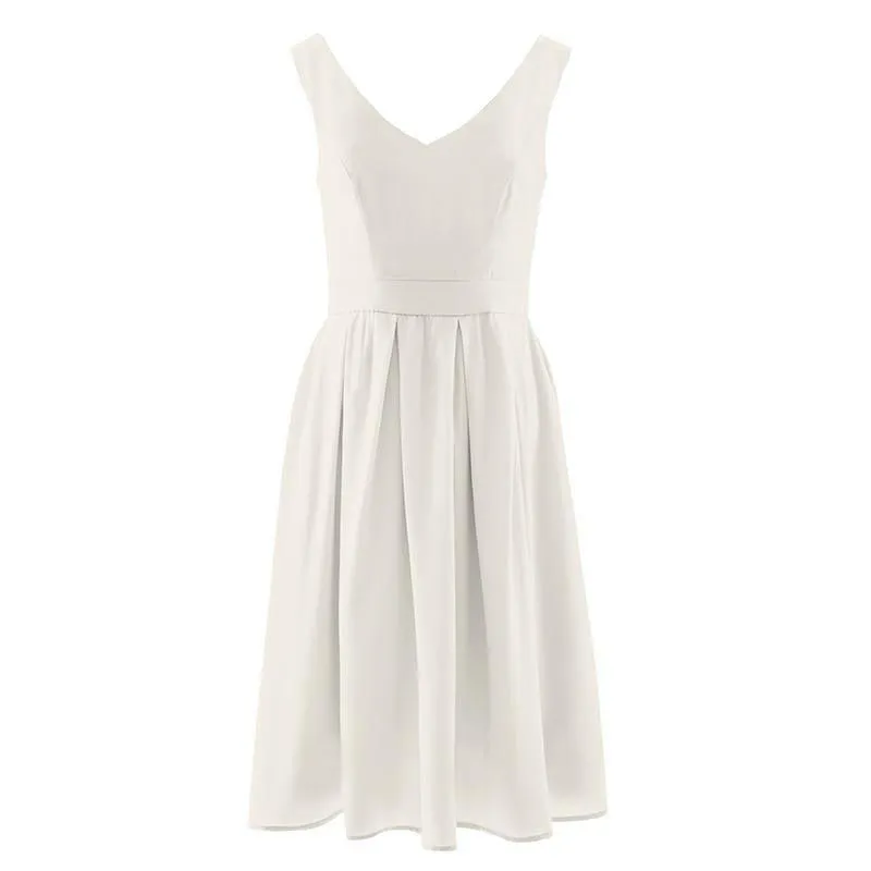Women's Solid Bamboo Woven Dress, Natural White