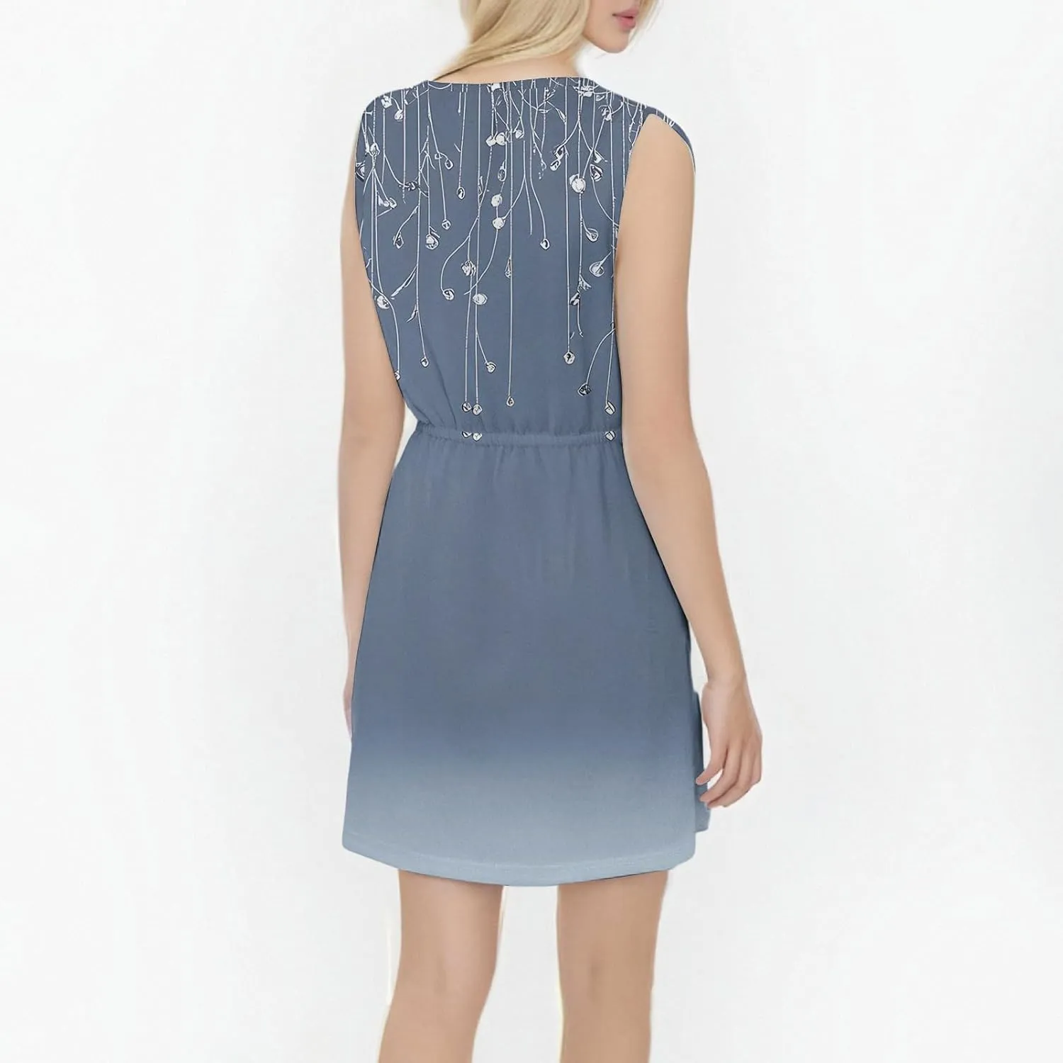 Women's Spring Dresses Sleeveless Trendy Tie Waist Elegant Square Neck Flowy Holiday Loose Fit Midi Dress