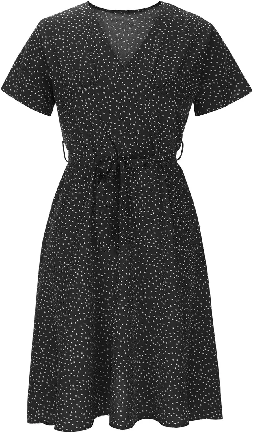 Women's Summer Beach Sundress Trendy V Neck Short Sleeve Floral Printed A Line Ruffle Dresses Floral Long Maxi Dress