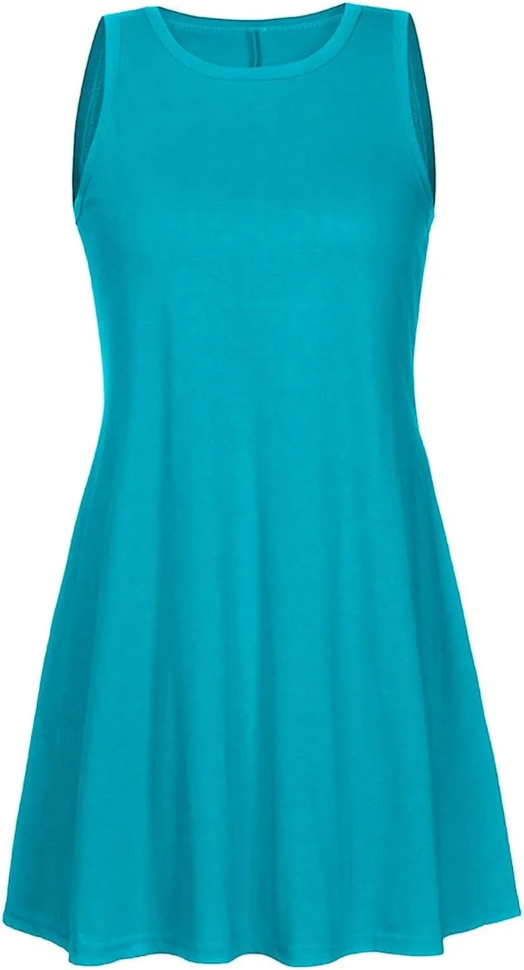 Women's Summer Dresses 2025 Beach Casual Sleeveless Solid Color Tank Loose Sundress with Pocket Beach Cover up Loose Dress