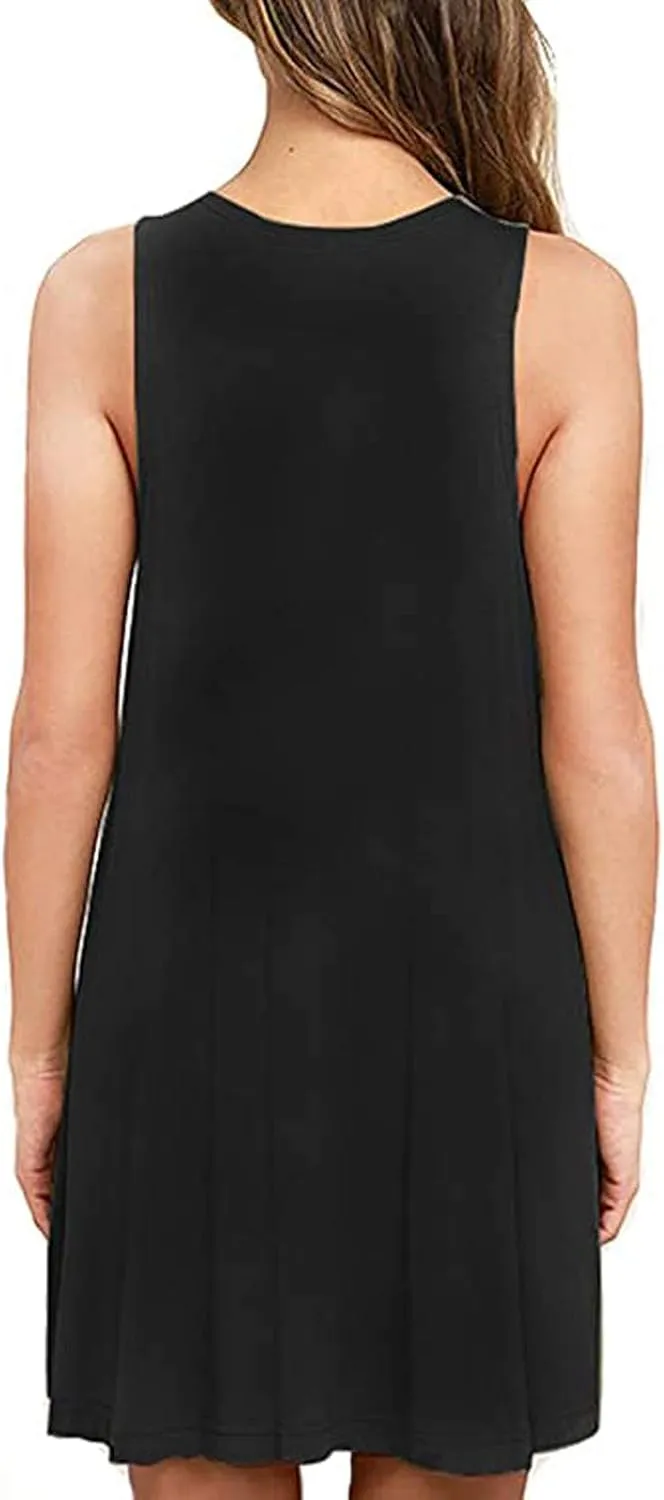 Women's Summer Dresses 2025 Beach Casual Sleeveless Solid Color Tank Loose Sundress with Pocket Beach Cover up Loose Dress
