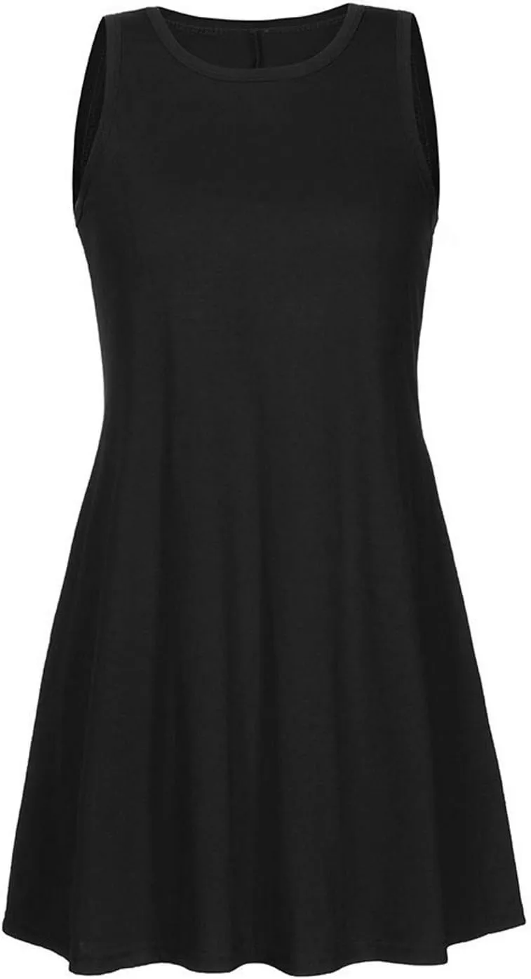 Women's Summer Dresses 2025 Beach Casual Sleeveless Solid Color Tank Loose Sundress with Pocket Beach Cover up Loose Dress