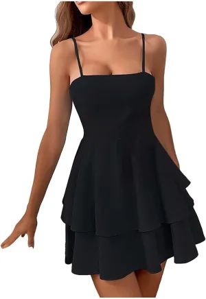 Womens Summer Tube Dress Off Shoulder Strapless Casual Sundress Tiered Mini Beach Wedding Guest Dresses Short Dress