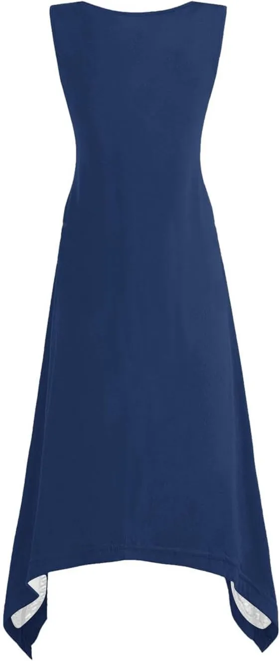 Women's Sundress Summer Casual Sleeveless Loose Flowy A-Line Dress Fashion Irregular Hem Beach Dress
