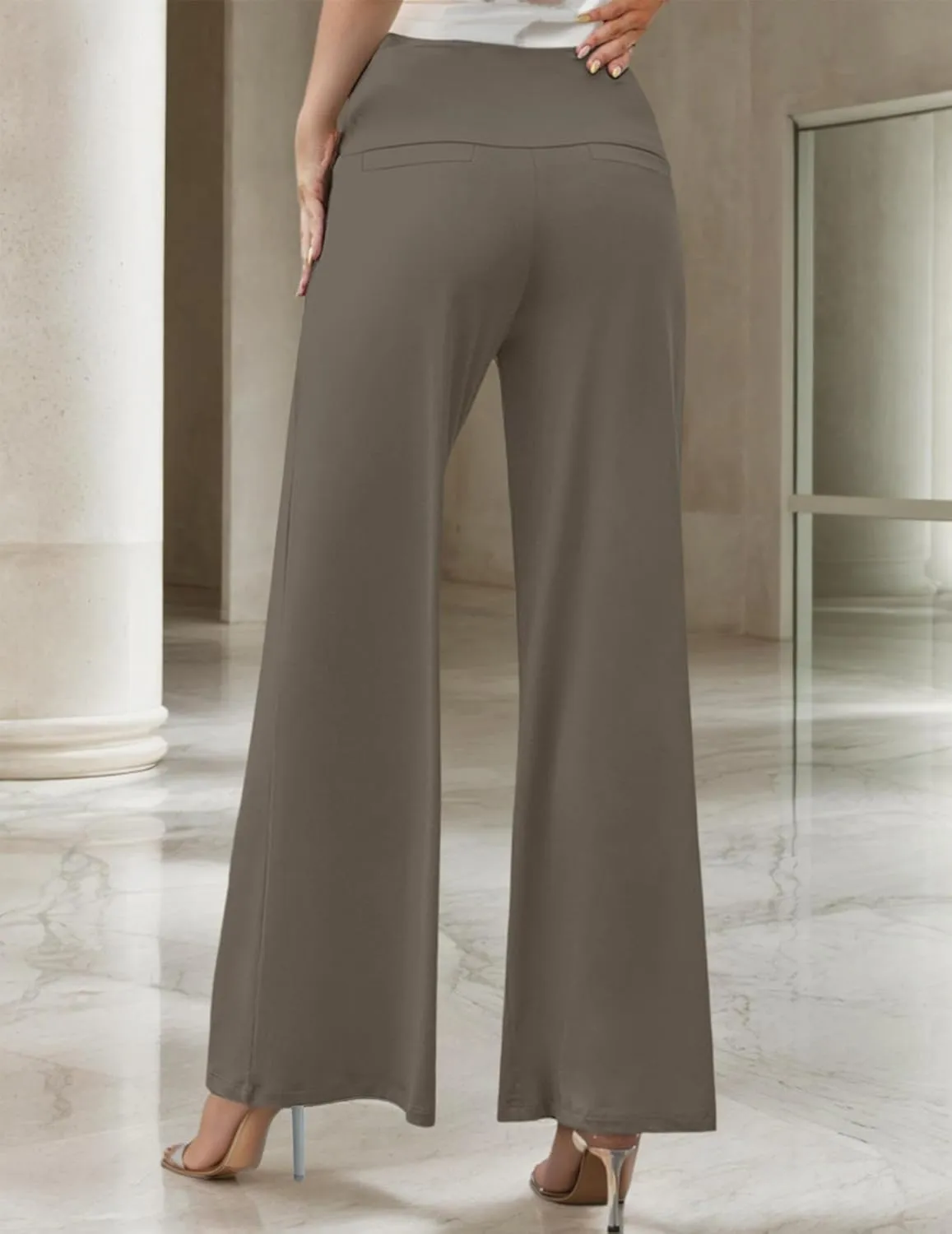 Womens Wide Leg High Waist Palazzo Pants for Women Casual Soft Lounge Pants Loose Comfy Trousers
