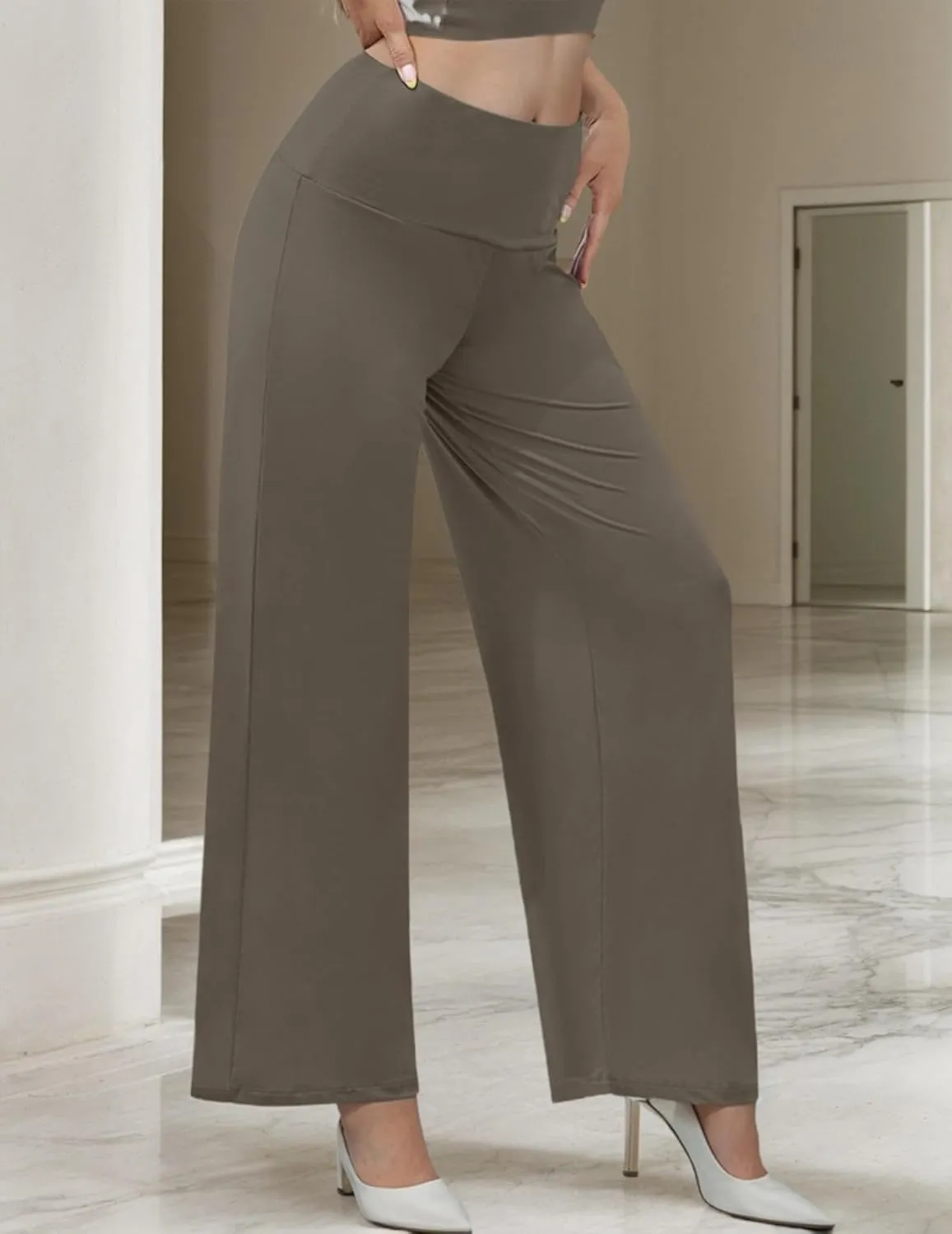 Womens Wide Leg High Waist Palazzo Pants for Women Casual Soft Lounge Pants Loose Comfy Trousers
